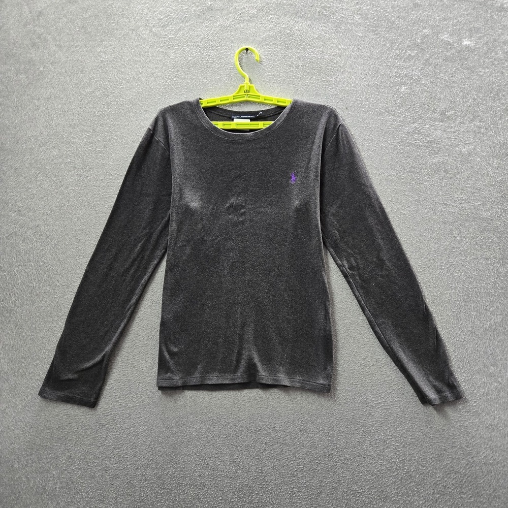 Ralph Lauren Sport Women Shirt XL Gray Logo Embroidered Crew Neck Pullover